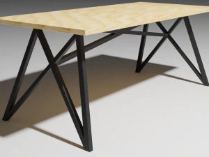 set of working tables lowpoly 3D Model