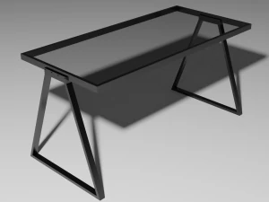 set of working tables lowpoly 3D Model