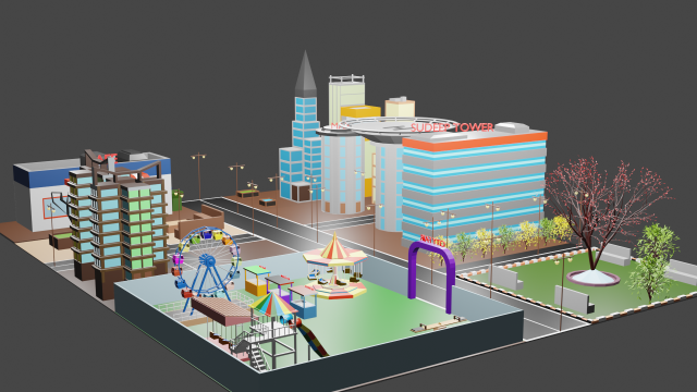 New city Modelo 3D .c4d .max .obj .3ds .fbx .stl .blend 