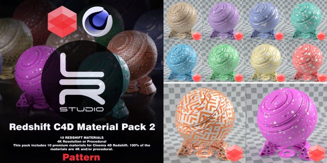 lrstudioredshift c4d material pack 2 Texturas CG .c4d .max .obj .3ds .fbx .stl .blend 