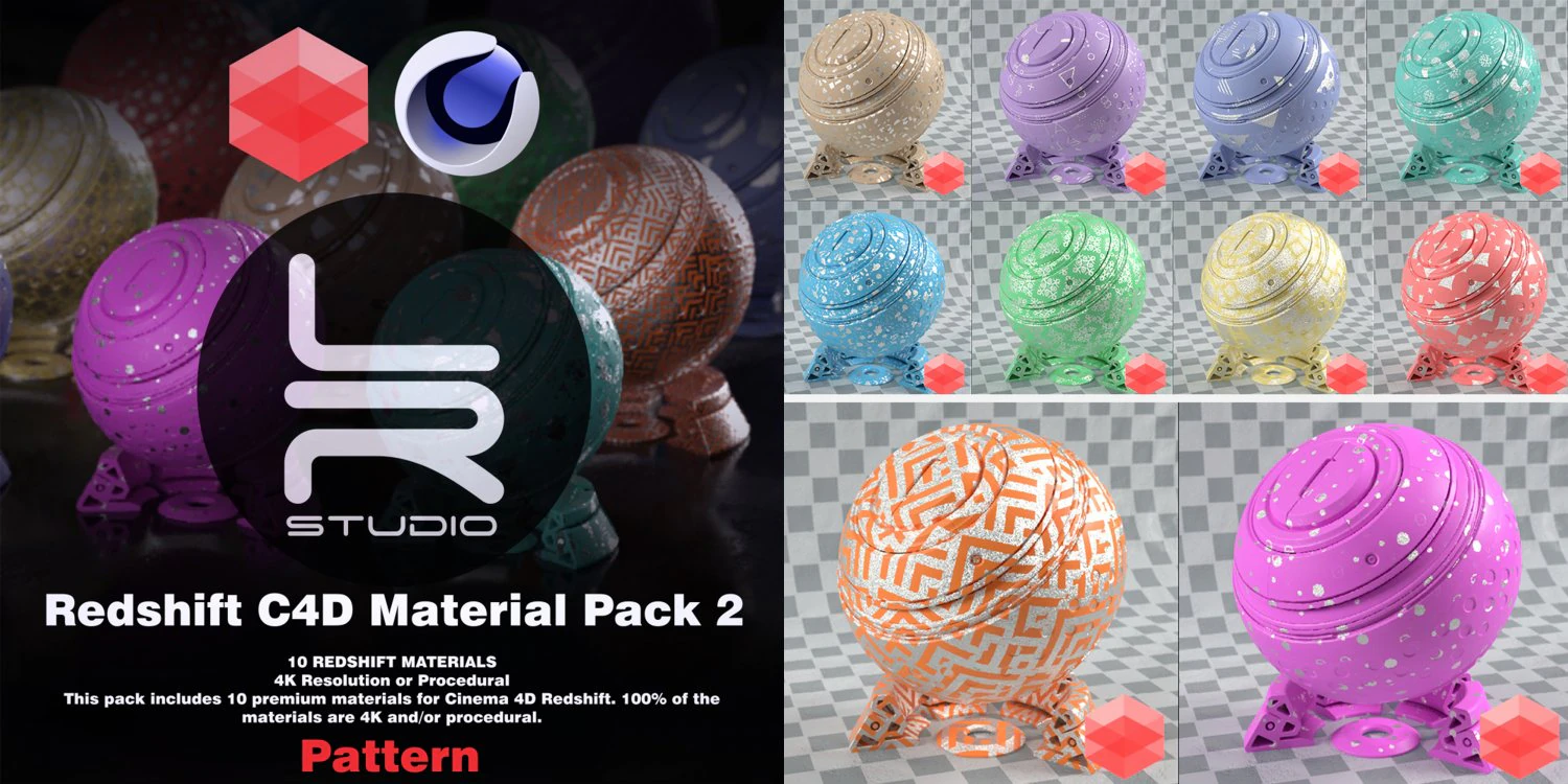 lrstudioredshift c4d material pack 2 CG Textures .c4d .max .obj .3ds .fbx .stl .blend 