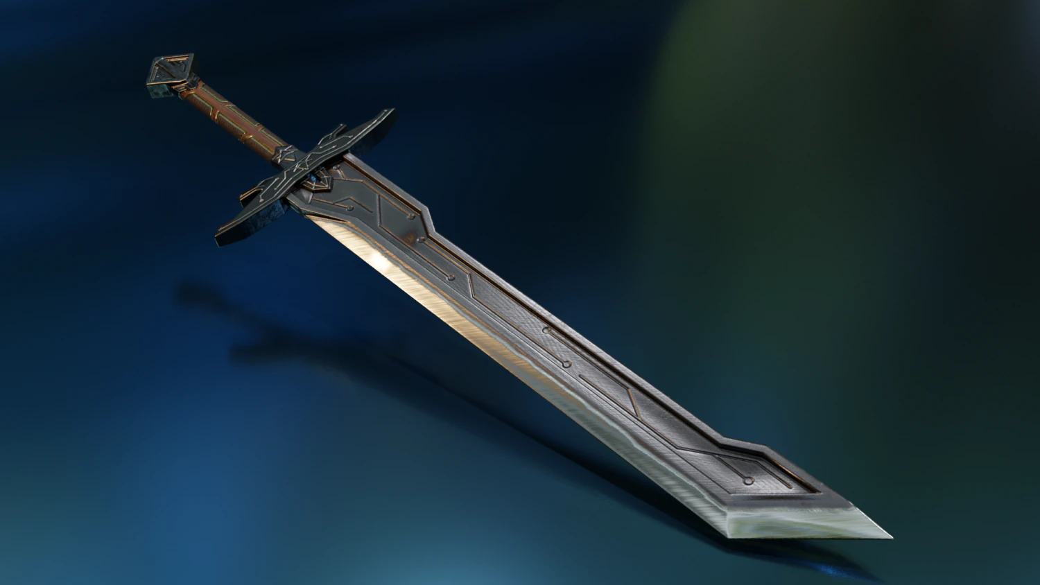 sword two-hander 3D Model .c4d .max .obj .3ds .fbx .stl .blend