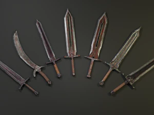pack two-handed swords 3D Model
