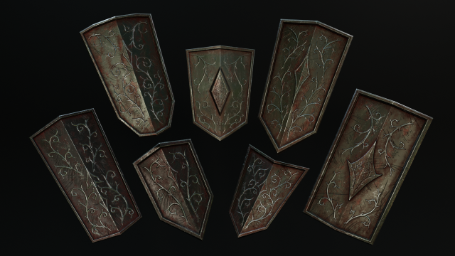 set of shields Modèle 3D .c4d .max .obj .3ds .fbx .stl .blend 