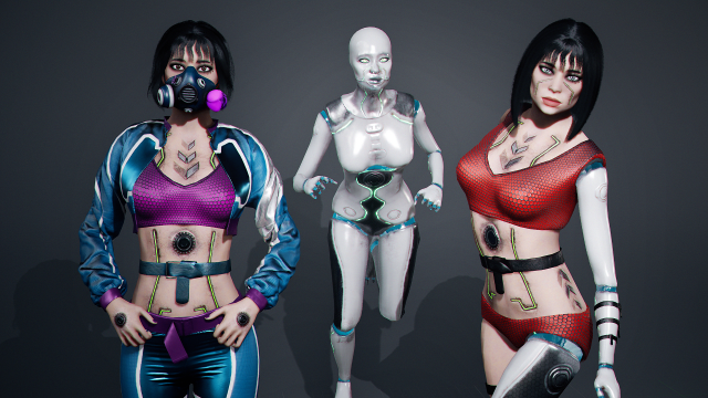 Azura Cyber Girl Constructor Model 3D .c4d .max .obj .3ds .fbx .stl .blend 