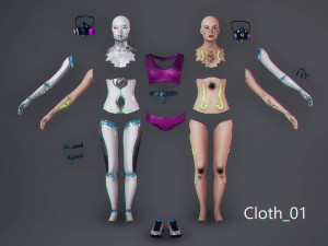 Azura Cyber Girl Constructor Model 3D