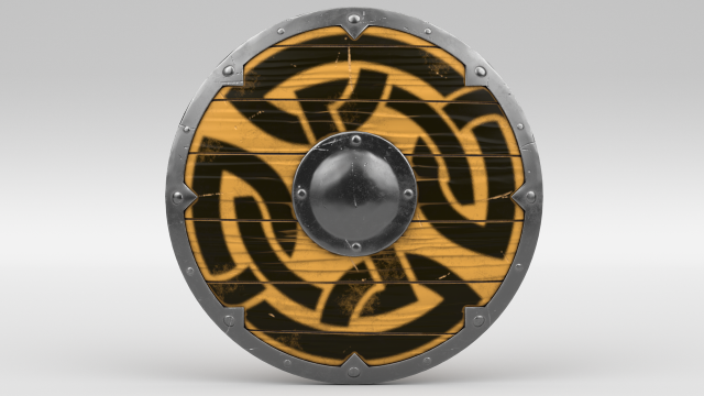 Yellow Viking Shield Modello 3D .c4d .max .obj .3ds .fbx .stl .blend 