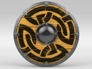 Perisai Viking Kuning Model 3D