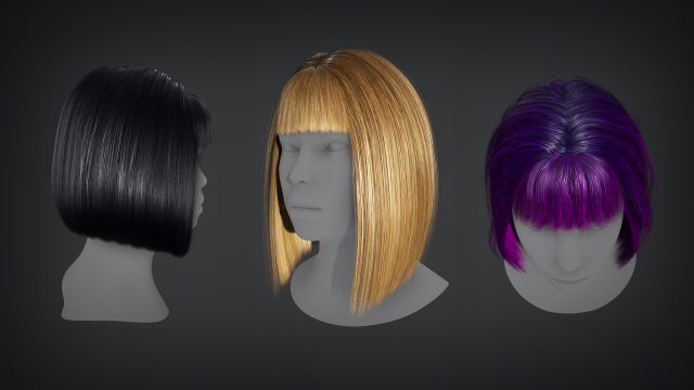 Hair Constructor - Short Hairstyles with Bangs 3D Модель .c4d .max .obj .3ds .fbx .stl .blend 