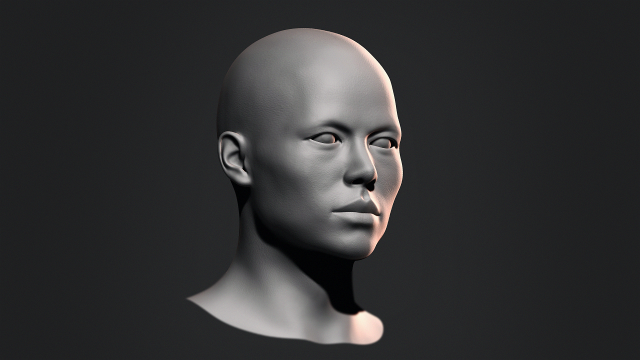 Asian Bust Male Head Base Mesh 3D Model .c4d .max .obj .3ds .fbx .stl .blend 