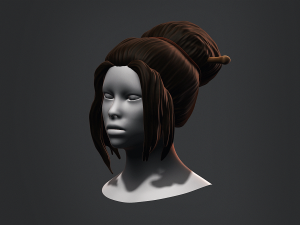 Hair - Female Low Poly Hairstyles Kitbash Modelo 3D