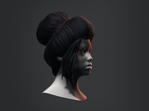 Hair - Female Low Poly Hairstyles Kitbash Modelo 3D