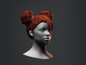 Hair - Female Low Poly Hairstyles Kitbash Modelo 3D