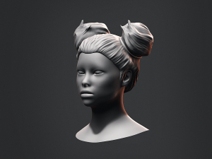 Hair - Female Low Poly Hairstyles Kitbash Modelo 3D