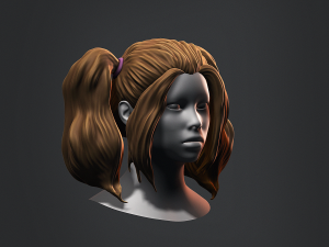 Hair - Female Low Poly Hairstyles Kitbash Modelo 3D