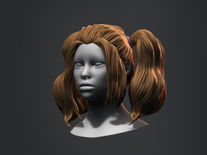 Hair - Female Low Poly Hairstyles Kitbash Modelo 3D