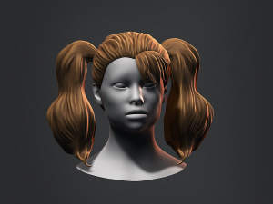 Hair - Female Low Poly Hairstyles Kitbash Modelo 3D