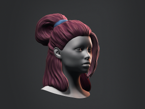 Hair - Female Low Poly Hairstyles Kitbash Modelo 3D