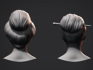 Hair - Female Low Poly Hairstyles Kitbash Modelo 3D