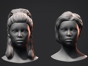 Hair - Female Low Poly Hairstyles Kitbash Modelo 3D