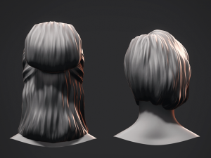 Hair - Female Low Poly Hairstyles Kitbash Modelo 3D