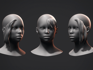 Hair - Female Low Poly Hairstyles Kitbash Modelo 3D