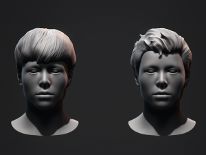 Hair - Low Poly Male Hairstyle Kitbash Model 3D