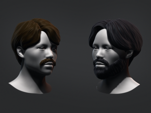 Hair - Low Poly Male Hairstyle Kitbash Model 3D