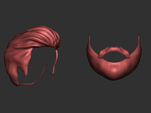 Hair - Low Poly Male Hairstyle Kitbash Model 3D