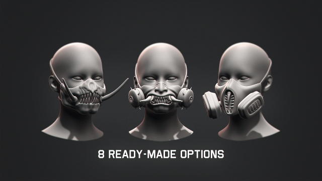 Gas Mask Constructor Kitbash Vol 02 3D मॉडल .c4d .max .obj .3ds .fbx .stl .blend 