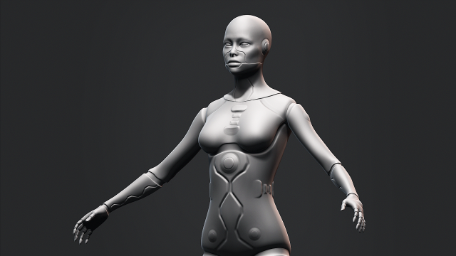 Female Robot Base Mesh 3D Model .c4d .max .obj .3ds .fbx .stl .blend 