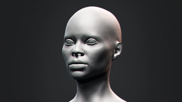 African Black Bust Female Head 3D Model .c4d .max .obj .3ds .fbx .stl .blend 
