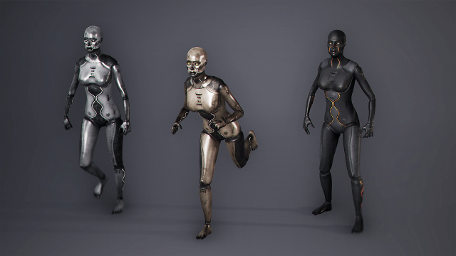 Robot Android Female Model 3D .c4d .max .obj .3ds .fbx .stl .blend 