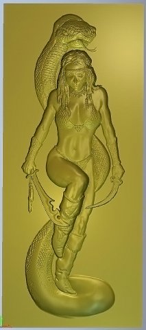girl with anaconda-panel 3D Модель .c4d .max .obj .3ds .fbx .stl .blend 
