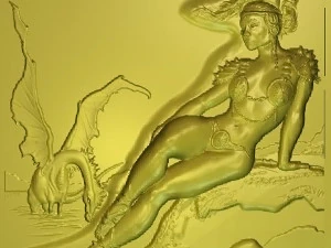 美女与龙 3D 模型