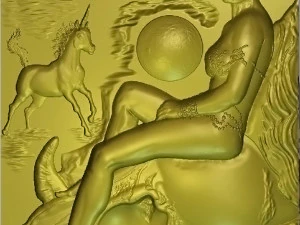 ユニコーンを持つ女性 3Dモデル