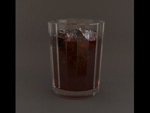 glass with cola and ice 3D Model