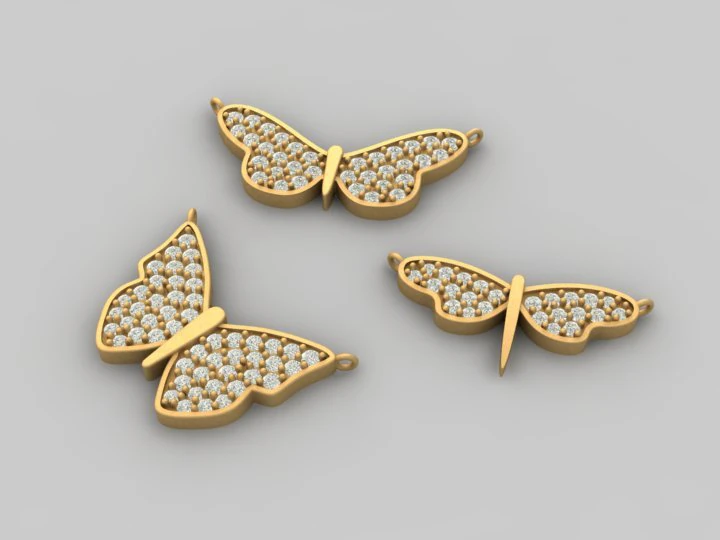 3d print gold butterfly pendant 3D Print Model .c4d .max .obj .3ds .fbx .stl .blend 