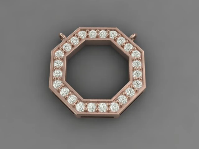 8-sided printable gold pendant 3D Print Model .c4d .max .obj .3ds .fbx .stl .blend 