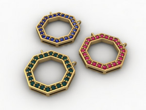 8-sided printable gold pendant Modelo de Impressão 3D