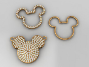 Mickey mouse diamond pave pendant 3D print model Modello di stampa 3D