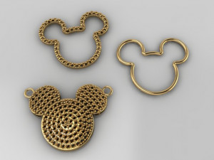 Mickey mouse diamond pave pendant 3D print model Modello di stampa 3D
