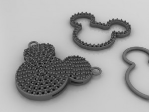 Mickey mouse diamond pave pendant 3D print model Modello di stampa 3D