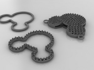 Mickey mouse diamond pave pendant 3D print model Modello di stampa 3D