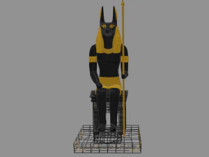 Egyptian god Anubis Sculpture Figure Low-poly 3D Model