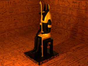 Egyptian god Anubis Sculpture Figure Low-poly 3D Model