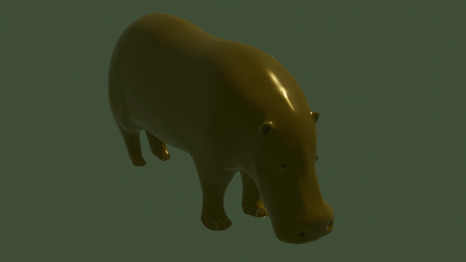 hippo metalic statue 3D Model .c4d .max .obj .3ds .fbx .stl .blend