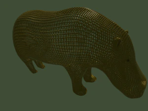 hippo metalic statue 3D Model