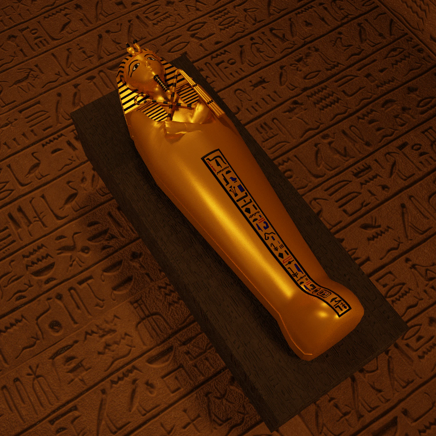 Tutankhamun Golden Sarcophagus Prop Figure 3D Model .c4d .max .obj .3ds .fbx .stl .blend 
