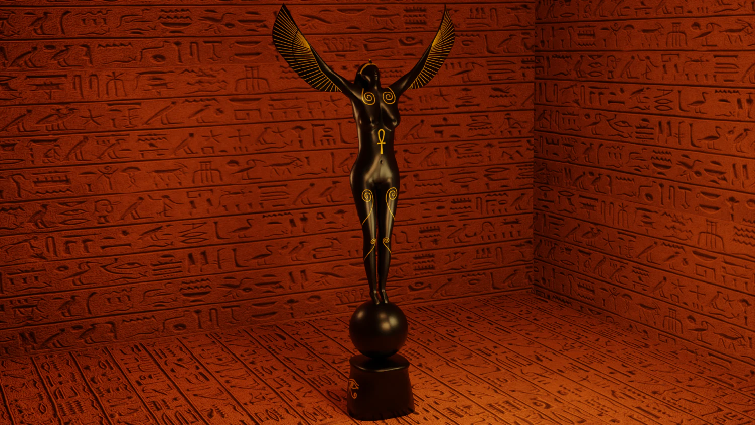 Isis egyptian goddes statue 3D Model .c4d .max .obj .3ds .fbx .stl .blend